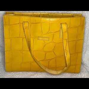 Dooney & Bourke Alto Yellow Leather Croc Embossed Bag